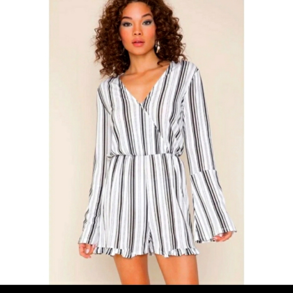 Kendall & kylie Striped Long Sleeve Romper